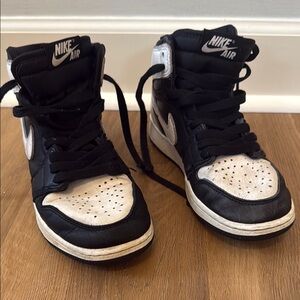 Nike Air Jordans Black and White High-Top Sneakers